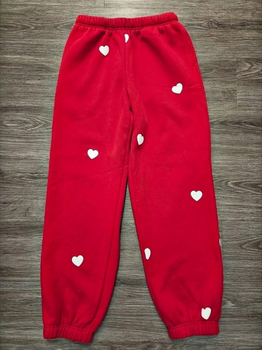 Brunette the Label All Over Heart Oversized Jogger Pants Red & White